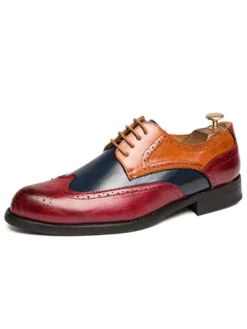 Chaussures habillées pour hommes à bout pointu et talons bas à blocs de couleurs
