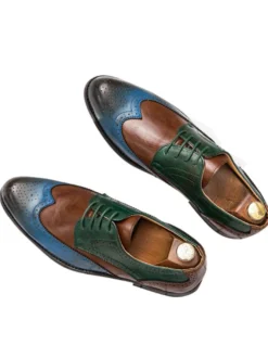Chaussures habillées pour hommes à bout pointu et talons bas à blocs de couleurs