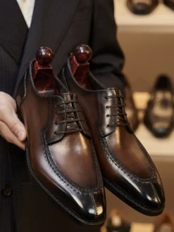 Chaussures habillées pour hommes élégantes à bout ouvert en cuir à lacets Derby chaussures de bal de mariage formelles