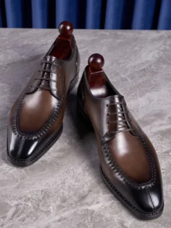 Chaussures habillées pour hommes élégantes à bout ouvert en cuir à lacets Derby chaussures de bal de mariage formelles