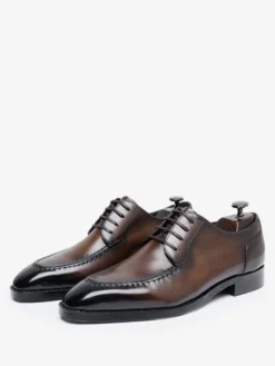 Chaussures habillées pour hommes élégantes à bout ouvert en cuir à lacets Derby chaussures de bal de mariage formelles