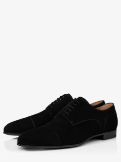Chaussures habillées pour hommes en daim et cuir bout rond talons bas derbies décontractées