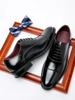 Chaussures habillées pour hommes bout rond en cuir PU Oxford chaussures de mariage de fête de bal