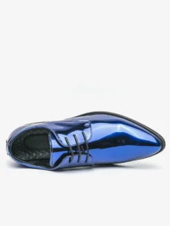 Chaussures habillées pour hommes bleues à bout pointu et à lacets
