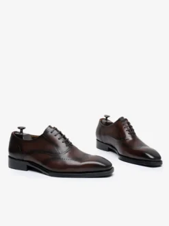 Chaussures habillées pour hommes chaussures de mariage formelles à bout rond en cuir Brogue Derby