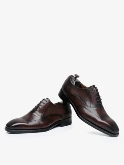 Chaussures habillées pour hommes chaussures de mariage formelles à bout rond en cuir Brogue Derby