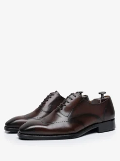 Chaussures habillées pour hommes chaussures de mariage formelles à bout rond en cuir Brogue Derby