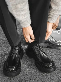 Chaussures habillées pour hommes chaussures derbies basses à lacets et plateforme antidérapantes