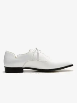 Chaussures habillées pour hommes à bout pointu à lacets en cuir verni pour bal de promo mariage