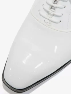 Chaussures habillées pour hommes à bout pointu à lacets en cuir verni pour bal de promo mariage