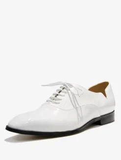 Chaussures habillées pour hommes à bout pointu à lacets en cuir verni pour bal de promo mariage
