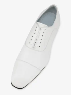 Chaussures habillées pour hommes Oxford blanches à bout carré et à lacets ouverts pour mariage et bal