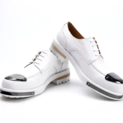 Chaussures habillées pour hommes pour soirée modernes à bout rond en cuir de vachette avec rivets