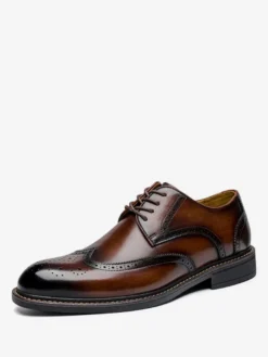 Chaussures habillées pour hommes chaussures de mariage à bout carré en cuir Brouges
