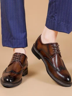 Chaussures habillées pour hommes chaussures de mariage à bout carré en cuir Brouges