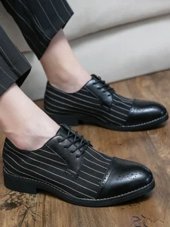 Chaussures habillées pour homme élégantes à bout rond en cuir PU