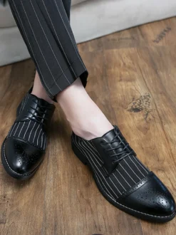 Chaussures habillées pour homme élégantes à bout rond en cuir PU