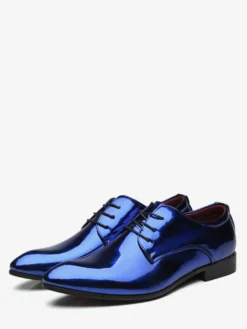 Chaussures habillées pour hommes chaussures derby à lacets en cuir verni semelle à talon carré chaussures basses formelles