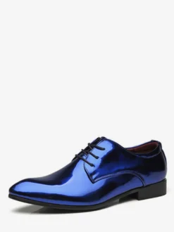 Chaussures habillées pour hommes chaussures derby à lacets en cuir verni semelle à talon carré chaussures basses formelles