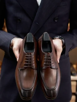 Chaussures habillées pour hommes Chaussures de mariage formelles en cuir à bout carré élégantes