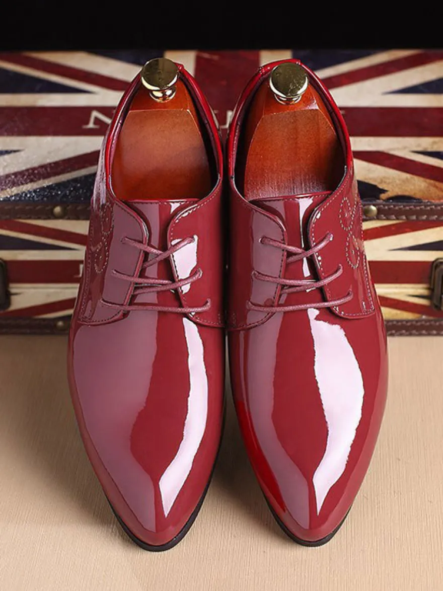 Chaussures habillées pour hommes chaussures derby à lacets et bout pointu en cuir synthétique chaussures basses et formelles résistantes à talons carrés