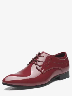 Chaussures habillées pour hommes chaussures derby à lacets et bout pointu en cuir synthétique chaussures basses et formelles résistantes à talons carrés