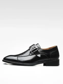 Chaussures habillées pour hommes à enfiler en cuir à brides à bout pointu Oxford chaussures d'affaires formelles