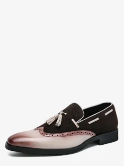 Chaussures habillées pour hommes bout rond à enfiler avec pompons