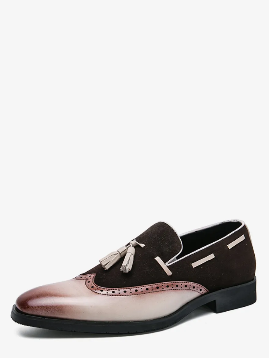 Chaussures habillées pour hommes bout rond à enfiler avec pompons