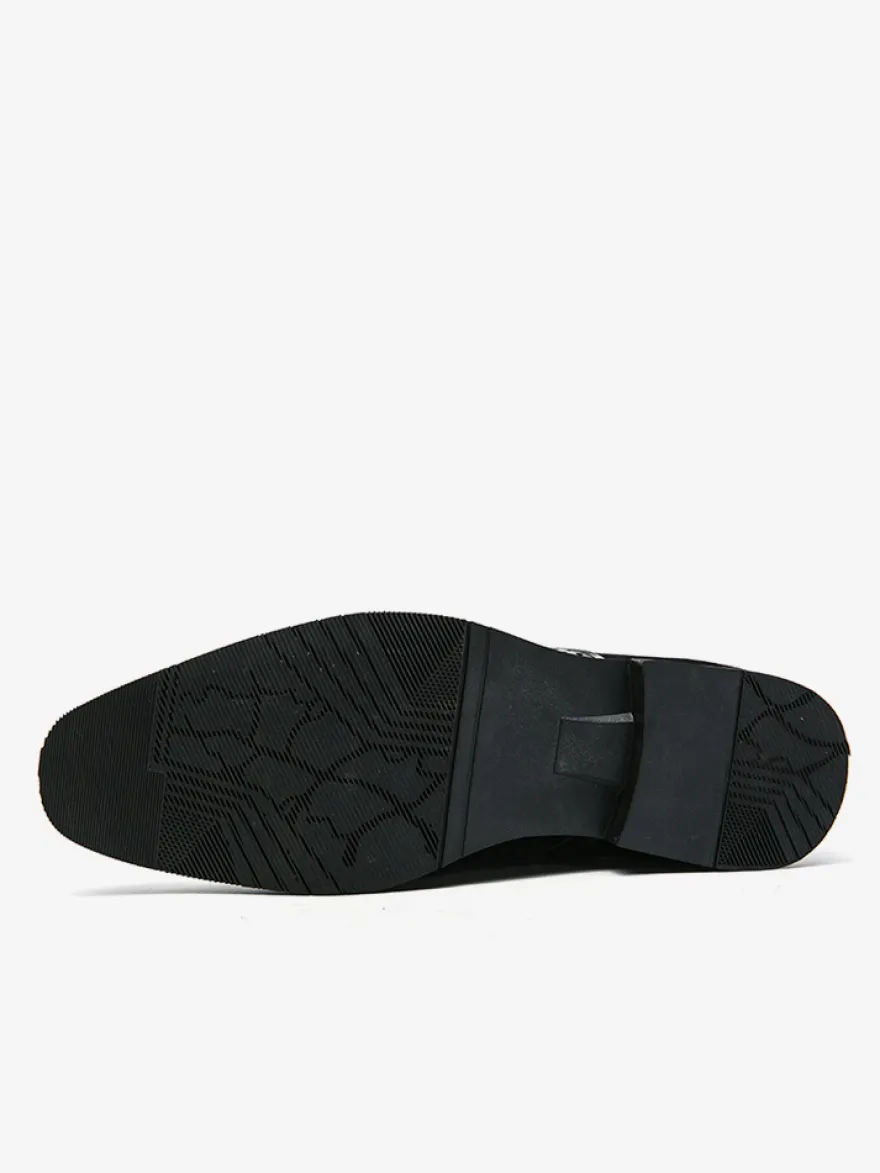 Chaussures habillées pour hommes bout rond à enfiler avec pompons