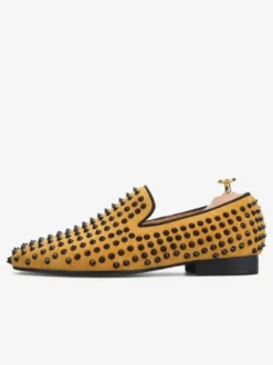 Chaussures habillées pour hommes Bout rond moderne Rivets Slip-On Micro Suede Upper