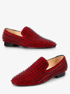 Chaussures habillées pour hommes Bout rond moderne Rivets Slip-On Micro Suede Upper