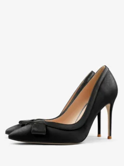 Chaussures habillées à talons hauts blancs pour femmes bout pointu nœud à enfiler