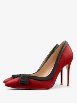 Chaussures habillées à talons hauts blancs pour femmes bout pointu nœud à enfiler