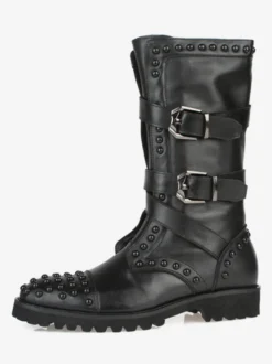 Chaussures Homme Bottes de Travail Rivet Bottines Cuir de Vachette Classique Noir