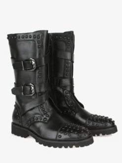 Chaussures Homme Bottes de Travail Rivet Bottines Cuir de Vachette Classique Noir