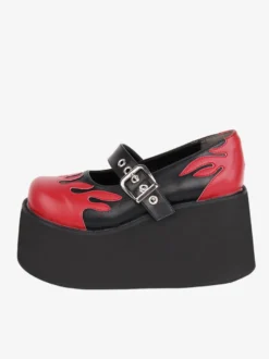 Chaussures Lolita gothiques Escarpins Lolita en cuir PU à lacets noirs
