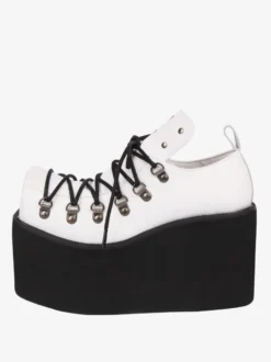 Chaussures Lolita gothiques Œillets blancs Escarpins Lolita à talons compensés en cuir PU