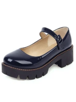 Chaussures Lolita Synthétique Noir Talon Puppy cuir Lolita Pompes Déguisements Halloween