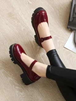 Chaussures Lolita Synthétique Noir Talon Puppy cuir Lolita Pompes Déguisements Halloween