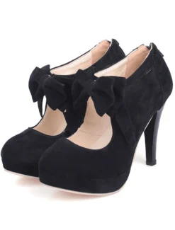 Chaussures lolita talon haut plateforme décoré de noeud