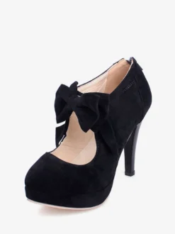Chaussures lolita talon haut plateforme décoré de noeud