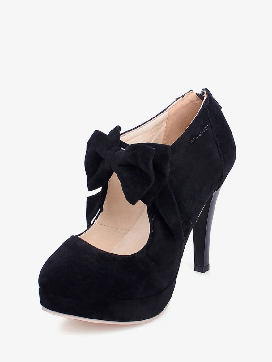 Chaussures lolita talon haut plateforme décoré de noeud