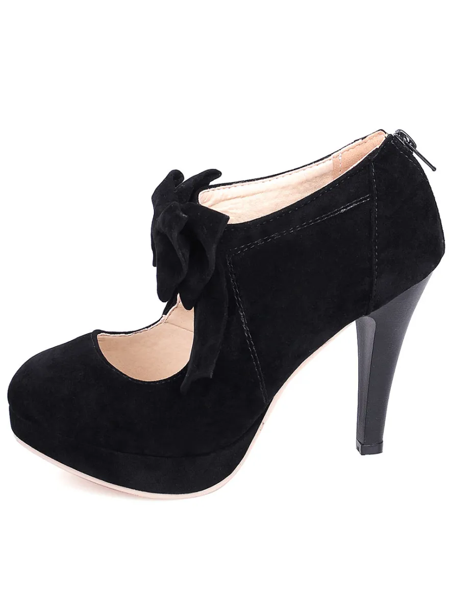 Chaussures lolita talon haut plateforme décoré de noeud