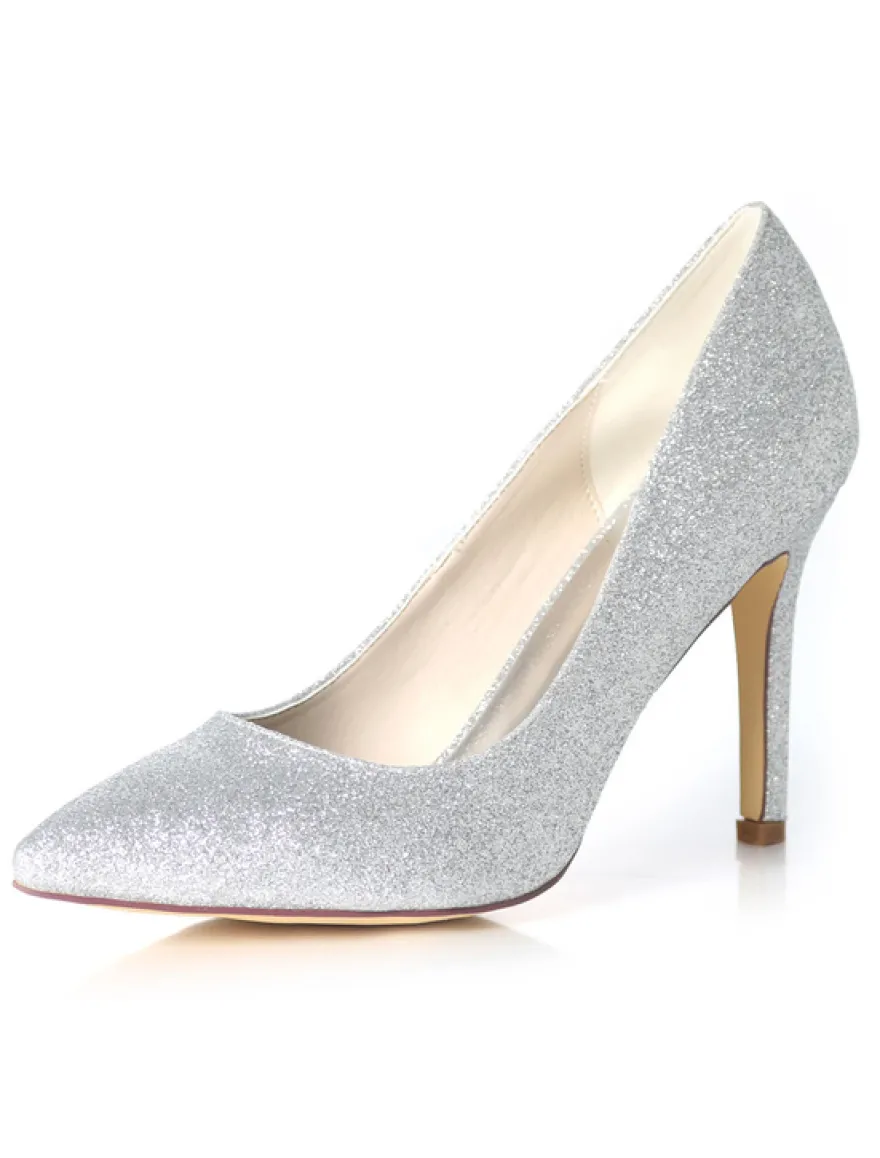 Chaussures mariage talon haut bout pointu brillante