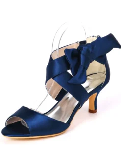 Chaussures mariée ivoire en PU talon haut décoré de noeud chaussures de mariage