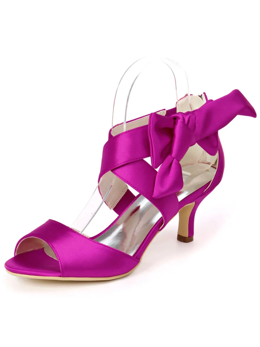 Chaussures mariée ivoire en PU talon haut décoré de noeud chaussures de mariage
