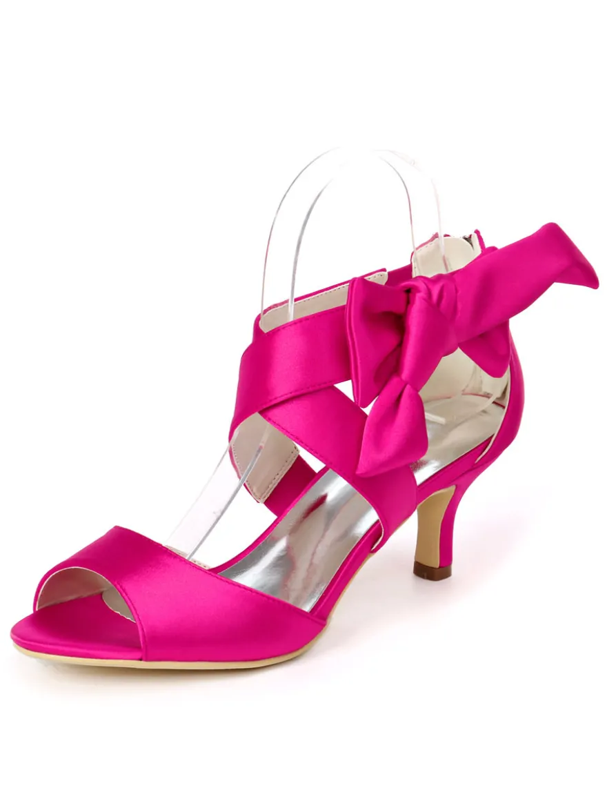Chaussures mariée ivoire en PU talon haut décoré de noeud chaussures de mariage