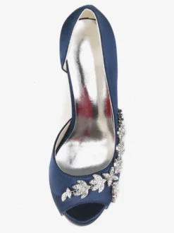Chaussures mariée ivoire en satin bout ouvert talon haut