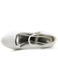 Chaussures mariée ivoire vintage en dentelle avec boucle à talon carré Chaussure de mariée